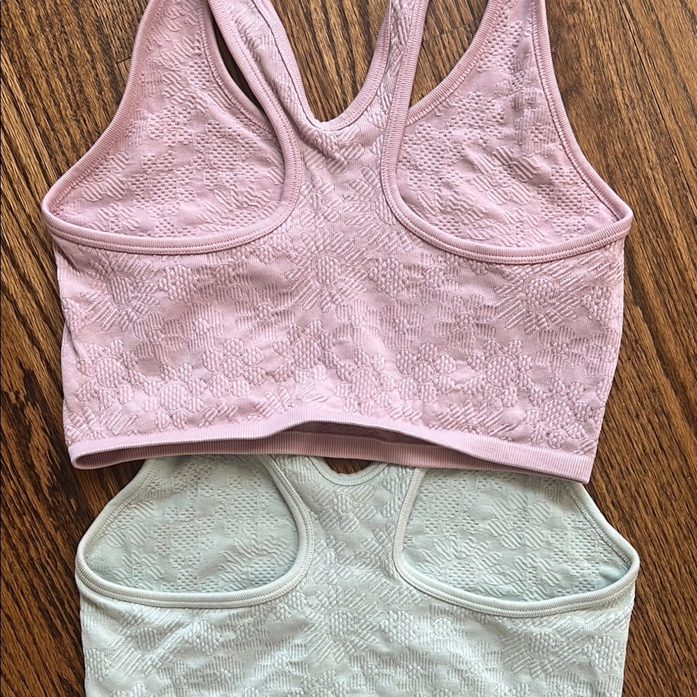 Women’s Textured Sports Bras Seamless Stretch Activewear Yoga Workout  Barbie - Picture 6 of 8